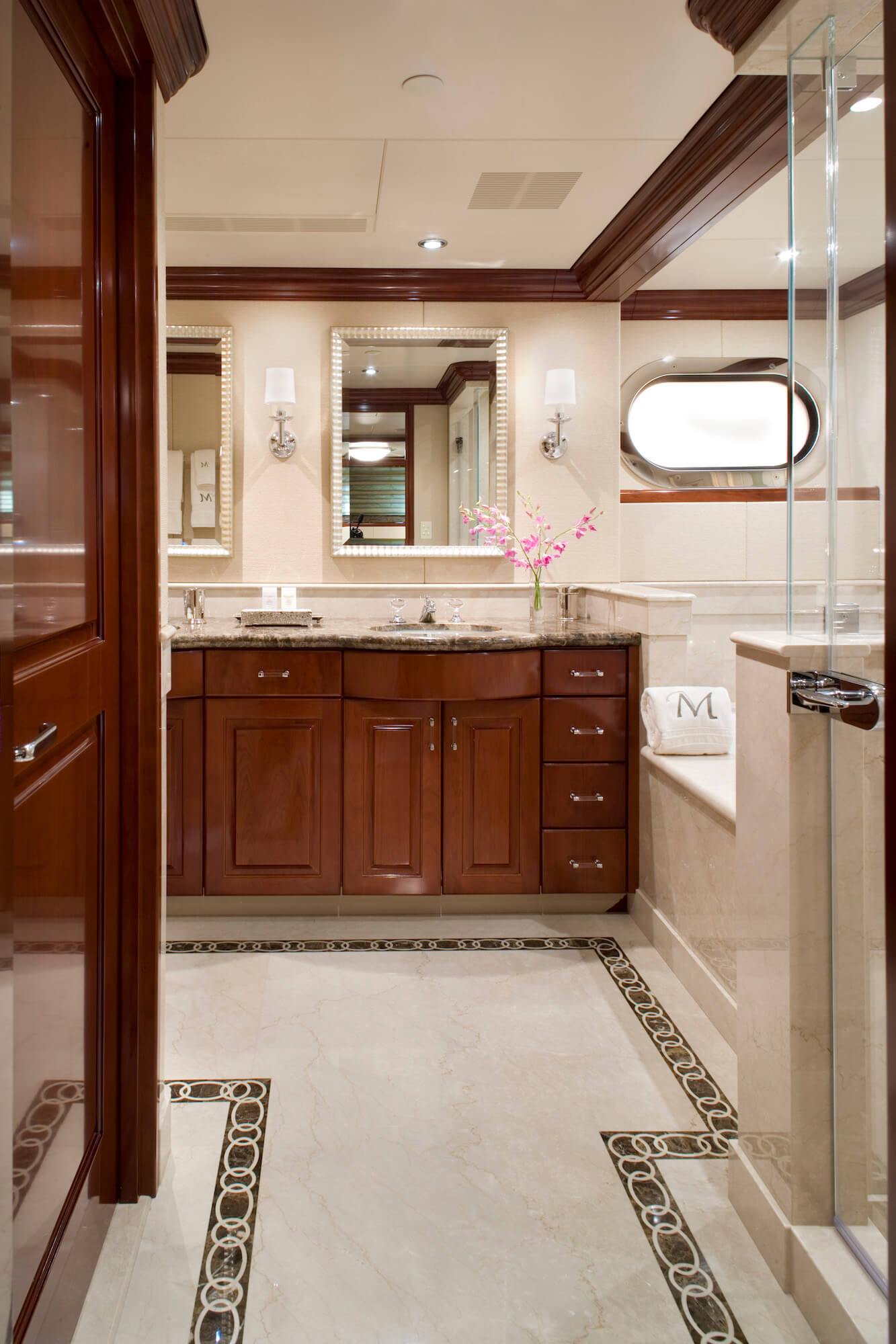 Marathon luxury yacht master bath sink and tub