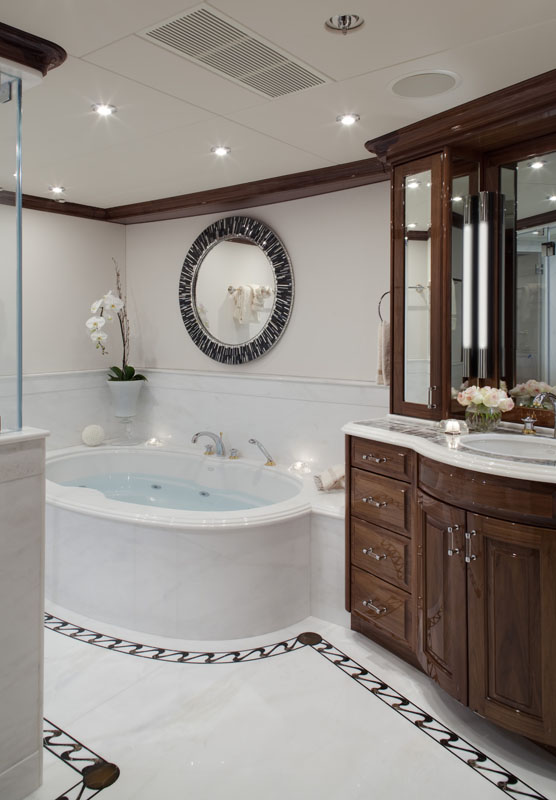 Remember When luxury yacht owner's bath, hers