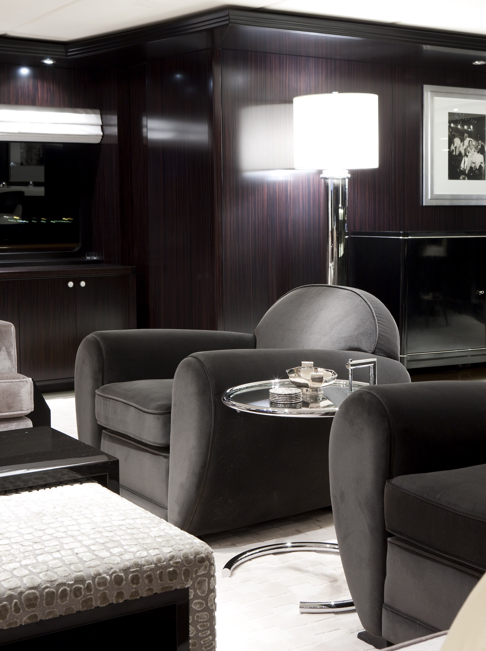 Carpe Diem Luxury Yacht seating area chair and ottoman