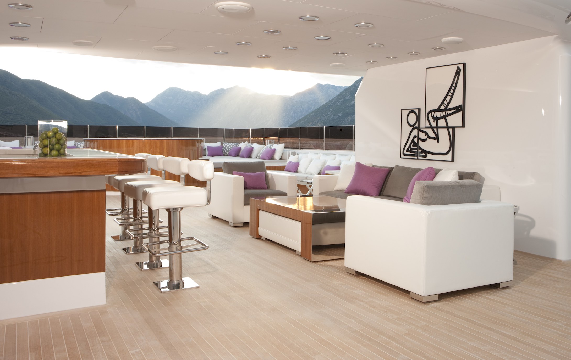 Carpe Diem Luxury Yacht exterior seating with bar