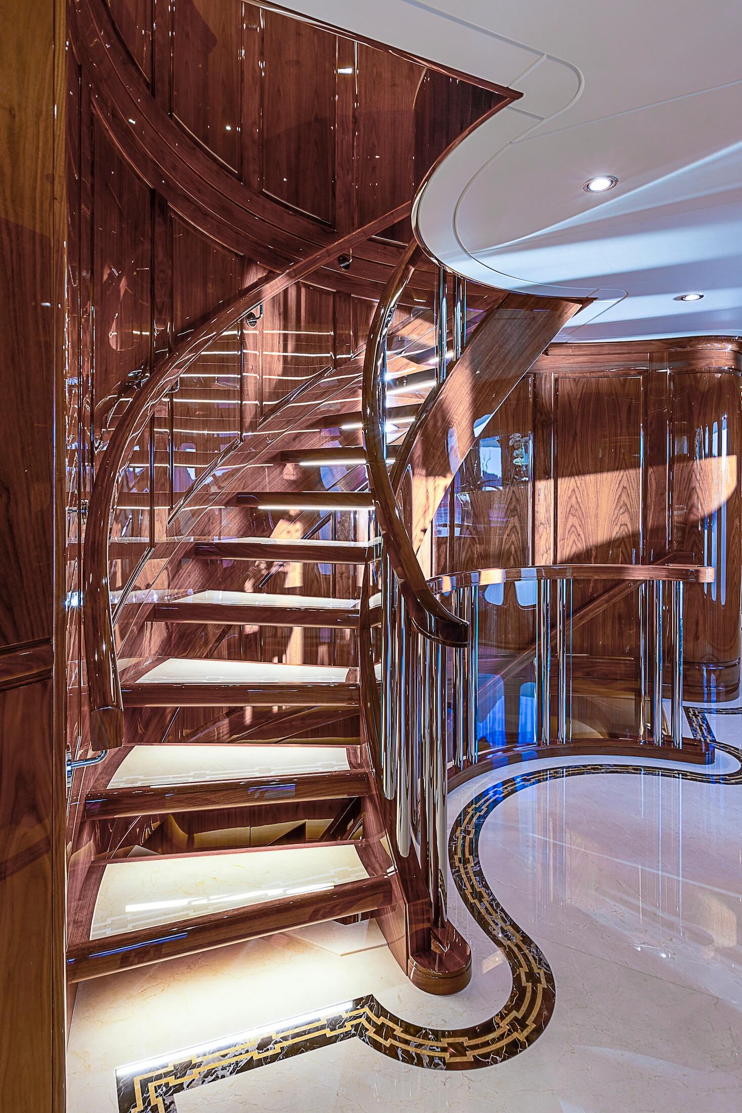 D'Natalin Luxury Yacht staircase detail