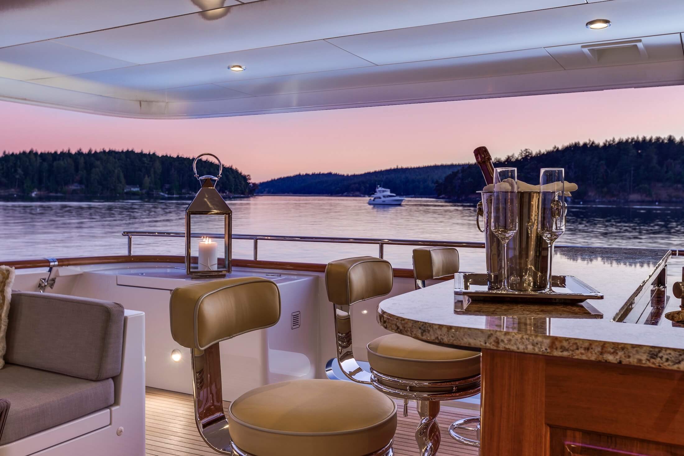 D'Natalin Luxury Yacht exterior bar with seating