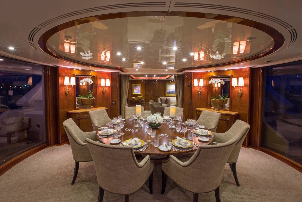 Domani Luxury Yacht Interior dining area