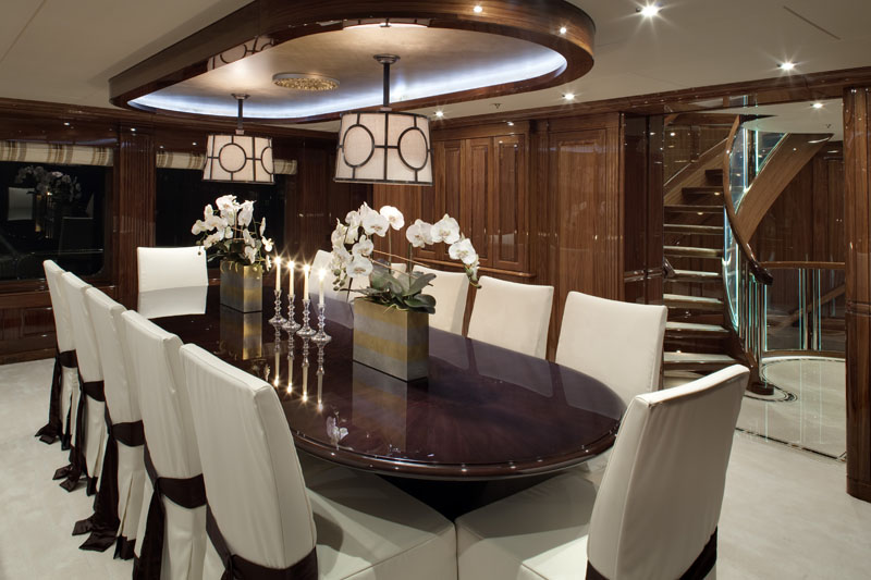 Remember When luxury yacht dining area